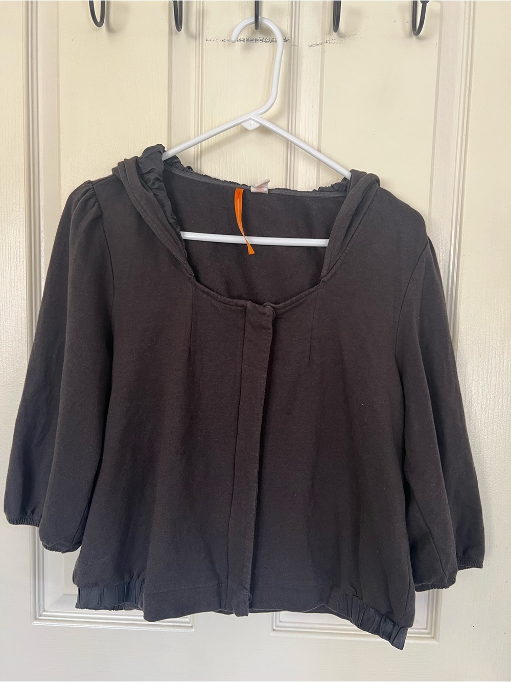 Saturday Sunday Anthropologie Charcoal Hooded Cardigan Jacket L
